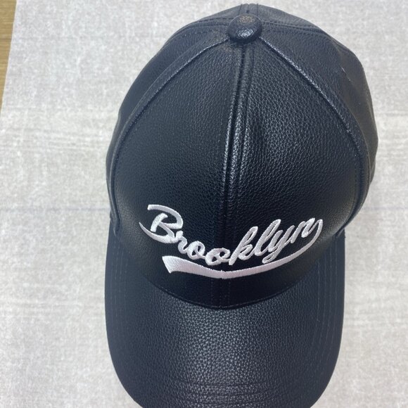 Brooklyn New York Baseball Cap Adjustable Hat Embroidered Logo Faux Leather - Picture 6 of 16
